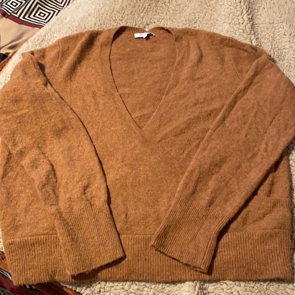 Madewell, Wrap-Front Pullover camel/brown Sweater size XL